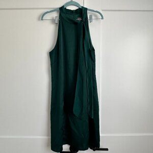 Vince Camuto Halter Bow Satin Dress - Emerald Green - 14
